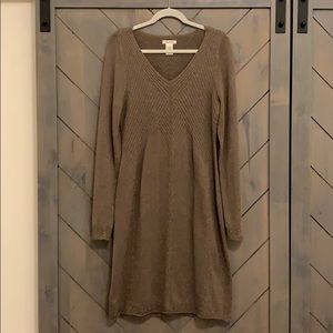 Max Studio Tan Sweater Dress w/ Cable Knit Detail